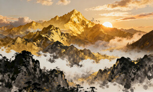 金色山水画