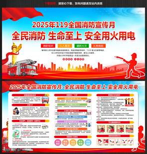 2025年全国消防宣传月展板