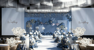 梦幻蓝色系婚礼现场布置