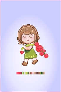 手持气球的可爱小女孩像素十字绣