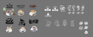 卡通咖啡剪影素材