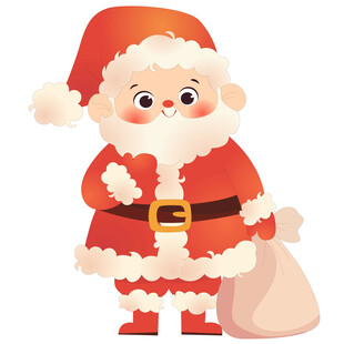 圣诞节可爱圣诞老人爷爷送礼物
