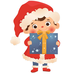 圣诞节男孩装扮圣诞老人送礼物