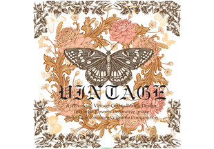 复古蝴蝶花卉装饰图案