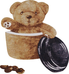 小熊玩偶与桶及散落物件