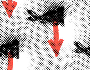 黑色箭头与红色箭头交错