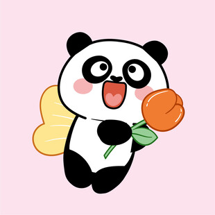 拿胡萝卜的熊猫萌趣形象