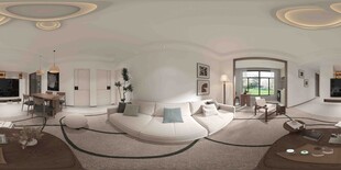 现代时尚客厅全景图