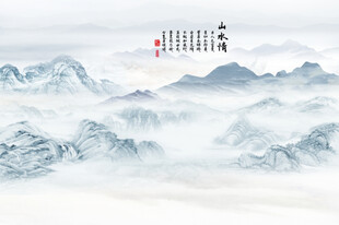 中式山水背景墙