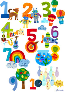 多彩儿童数字与卡通图案