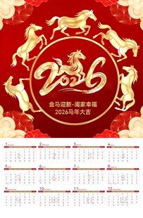 创意马年挂历日历海报