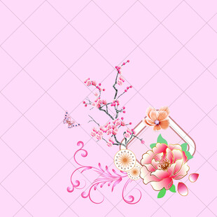 粉色花卉装饰图案