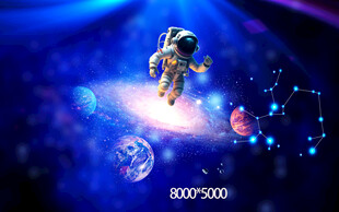 太空中的宇航员奇幻景象