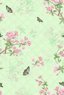 淡绿底花卉蝴蝶图案背景