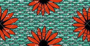 红色花朵绿色背景图案