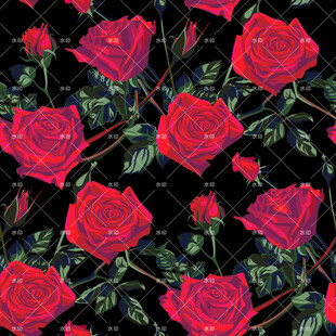 红玫瑰花卉图案背景