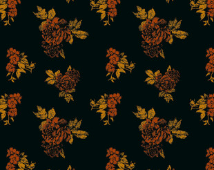 复古花卉黑色背景图案
