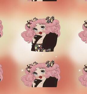 复古风粉色花朵女郎图案