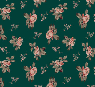 深绿底复古花卉图案