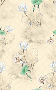 中式水墨荷花背景图