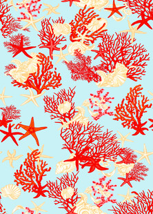 海洋风珊瑚海星图案背景