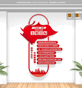 十五五主要目标竖版党建文化墙