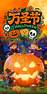 万圣节欢乐南瓜装饰场景