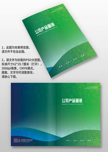 蓝绿渐变线条公司产品画册封面