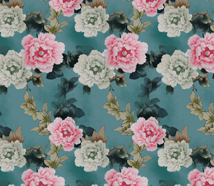 蓝底花卉图案纹理背景