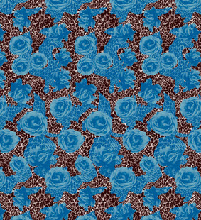 蓝色花卉豹纹 图案布料纹理
