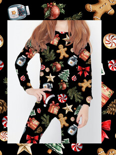 圣诞主题印花紧身衣展示