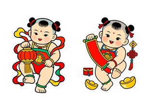 年画娃娃矢量