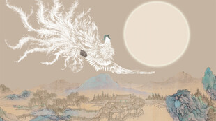 新中式花鸟山水背景墙