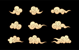 中式古典金色祥云图案