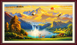 日照金山招财进宝装饰画