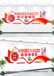 红色物业文化墙