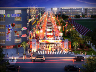 街道 夜市 小吃街 