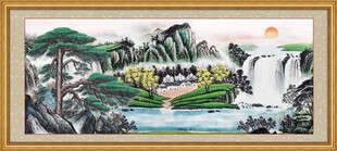 办公室迎客松山水画