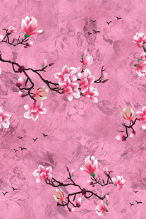 粉色烂漫桃花枝景