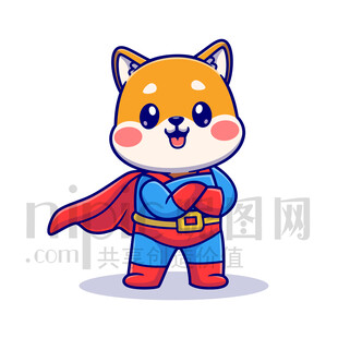 柴犬超级英雄形象插画