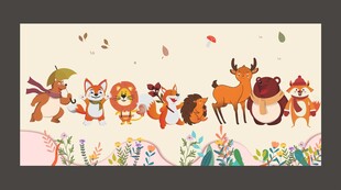 动物欢乐聚会插画