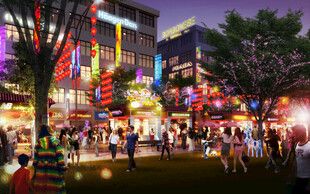 商业街 小吃街 夜景 