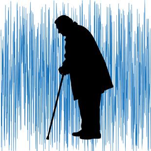 孤独老人持杖剪影