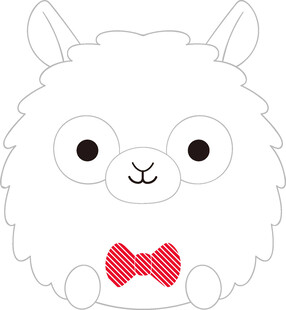 可爱羊驼戴红色蝴蝶结