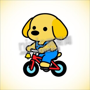 卡通小狗骑自行车