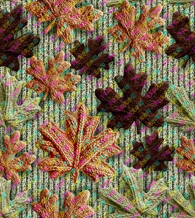 多彩秋叶图案织物纹理