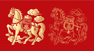 马年吉祥剪纸图案