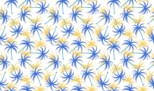 蓝黄相间的热带棕榈树图案
