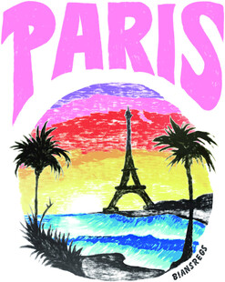 巴黎风情水彩画