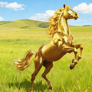 草原上的金色骏马